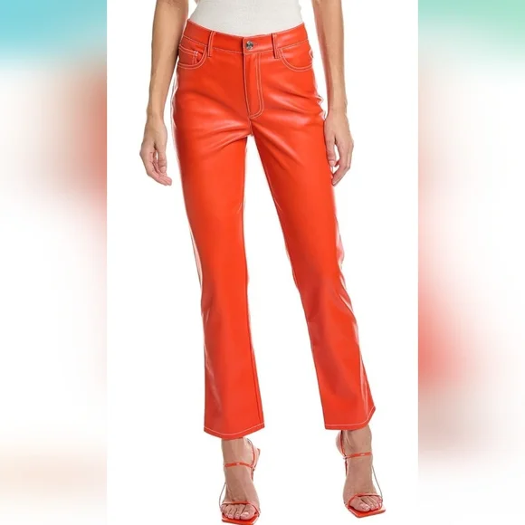 Staud Cherry Red size 10 faux leather pants - Picture 1 of 7
